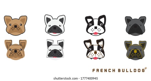 Set of cute cartoon dog with a French bulldog, Vector dog set, eps10 vector format.