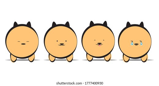 Set of cute cartoon dog with a Pomeranian, Vector dog set, eps10 vector format.