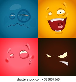 Set with cute cartoon emotions