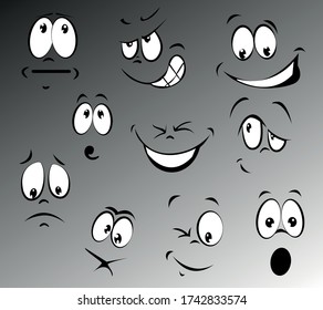 Set lindo Cartoon Eye In Vector de alta calidad vectorial de moda original conjunto de ojos de dibujos animados y boca