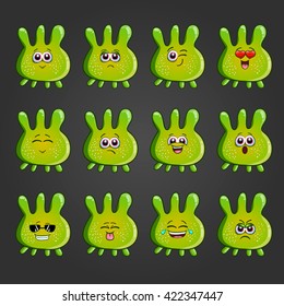 Set of cute cartoon fantastic animal with different emotions.