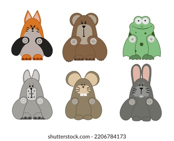 Set of Cute cartoon forest animals for animation and baby patterns