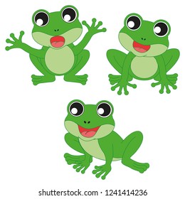 Set of cute cartoon frogs