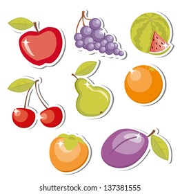 set of cute cartoon fruits