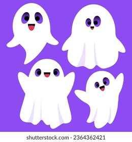 Set of cute cartoon ghosts