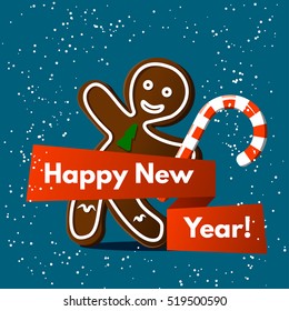 Set of cute cartoon gingerbread man cookies. Christmas vector illustration. Cute and vintage flat style. for advertising, postcard, gifts.