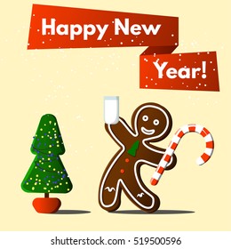 Set of cute cartoon gingerbread man cookies. Christmas vector illustration. Cute and vintage flat style. for advertising, postcard, gifts.