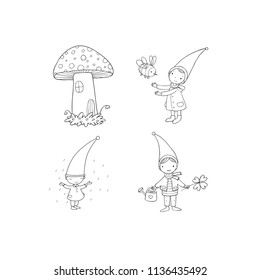 Set of cute cartoon gnomes. Vector illustration. 
