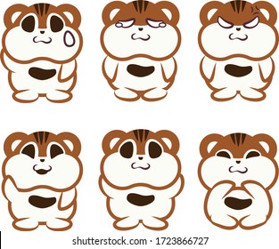 Set of Cute Cartoon Hamster Emoticon with various emotions