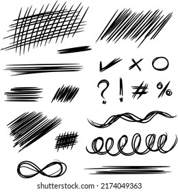 set of cute cartoon hand drawn lines with words comic doodle isolated