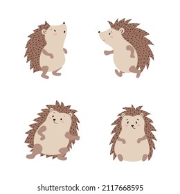 Eine Reihe süßer Cartoon-Hedgehogs einzeln auf weißem Hintergrund. Vektorgrafik.