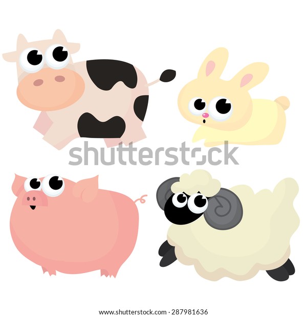 Set Cute Cartoon Illustration Vector Farm Stock Vector (Royalty Free ...