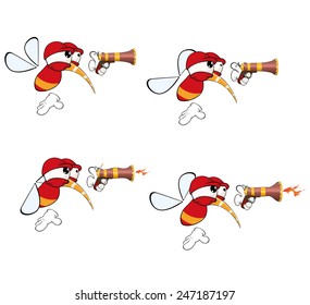 Set of cute cartoon insects for a computer game 