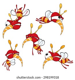 Set of cute cartoon insects for your design and computer game 