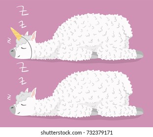 set of cute cartoon lama alpaca with unicorn horn.Vector Illustration.unique design for cards, posters,t-shirts,invitations