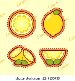 set of cute cartoon lemon sticker