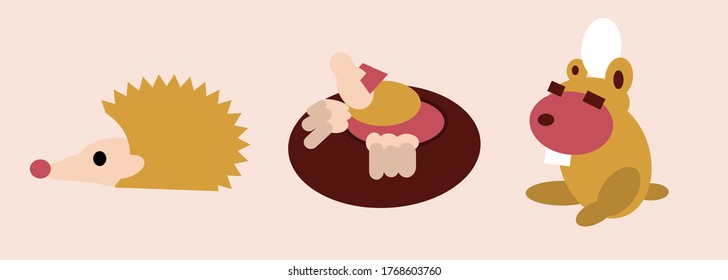 Set of cute Cartoon mole