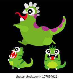 A set of cute cartoon monsters