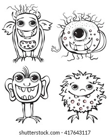 Set of cute cartoon monsters