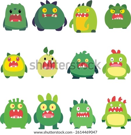 Set of Cute Cartoon Monsters