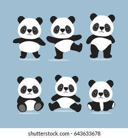 Set Of Cute Cartoon Panda.