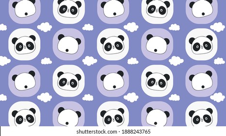 Juego de lindos pandas de dibujos animados para niños. vector 10. fondo de pantalla. 