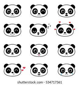 Set süße Cartoon-Pandas mit verschiedenen Emotionen