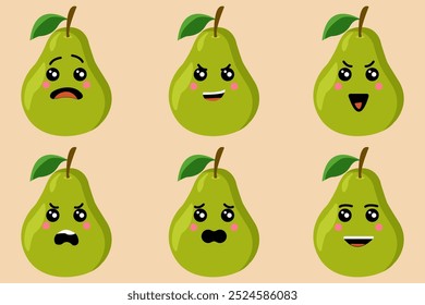 Conjunto de Pear de Desenho Animado Bonito com Várias Expressões