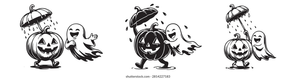 Set cute cartoon pumpkin