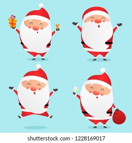 Set of cute cartoon Santa Clauses vector illustration.