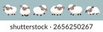 Set of cute cartoon sheep. Vector illustration 