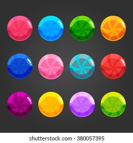 Set of cute cartoon shiny bubbles candy. Vector element can be used for game design.