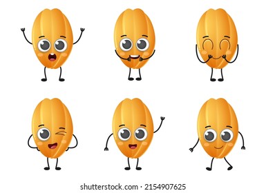 Set of cute cartoon starfruit vector character set isolated on white background