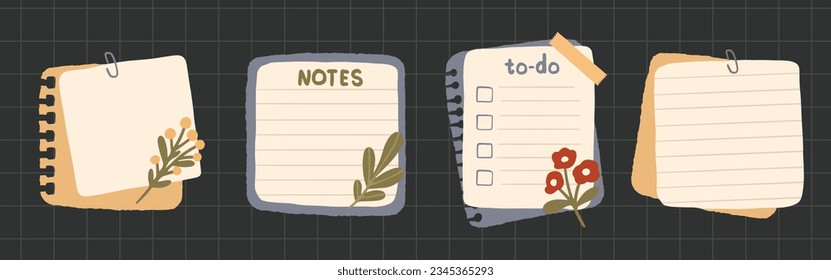 Set of cute Cartoon Sticky Notes. Dairy planner or bullet journal Memo stickers