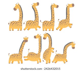 set Cute cartoon trendy design little giraffe