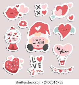 set of cute cartoon valentine sticker 