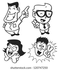 set of cute cartoon in various expression