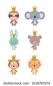 Set of cute cartoons design, Animals zoo life nature character childhood and adorable theme Vector illustration