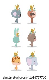 Set of cute cartoons design, Animals zoo life nature character childhood and adorable theme Vector illustration