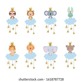 Set of cute cartoons design, Animals zoo life nature character childhood and adorable theme Vector illustration