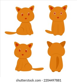 Set cute cat animals vector illustration  
