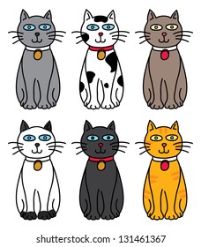 set of cute cat cartoon