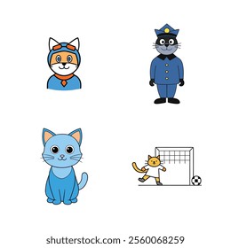 set of cute cat cartoon