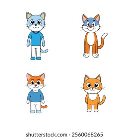 set of cute cat cartoon