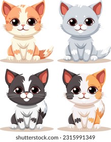 Ilustración del personaje de dibujos animados de un lindo gato