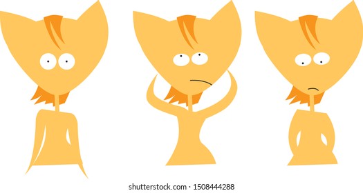 Set of cute cat character with various emotions. Vector illustrations. logo, mascot, sticker, emoji, emoticon.