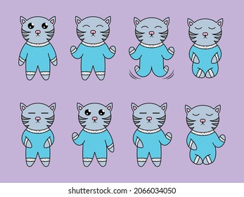 Set cute cat collection illustration