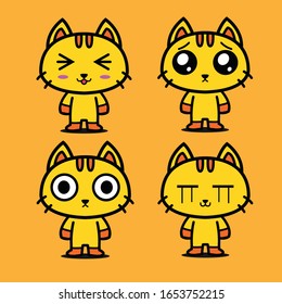 SET OF CUTE CAT DESIGN VECTOR MASCOT 