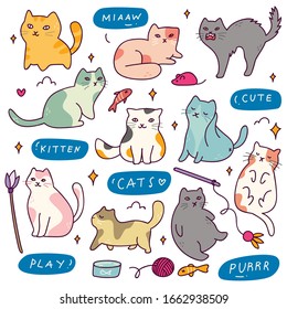 Set of Cute Cat with Different Poses