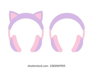 un juego de auriculares para orejas de gato lindo para carteles, tarjetas, volantes, fondos de pantalla de medios sociales, etc.